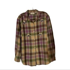 LEMON GRASS, Floral, Plaid, Women’s Top,XL‎